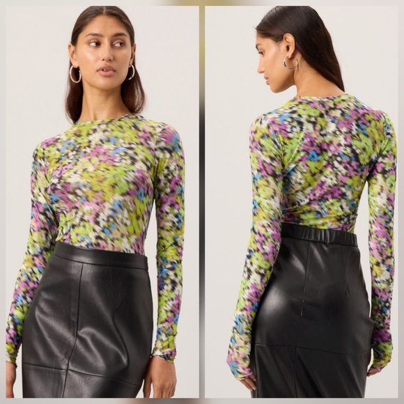 AFRM Tops - AFRM Kaylee Crewneck Long Sleeve Top In Multicolored Crew Neck Size XS